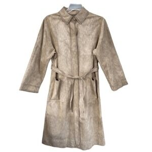 1970s‎ Vintage Count Romi Corduroy Trench Coat 14 Belted Long Jacket Taupe Beige